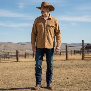 Schnee’s Bozeman Montana Shirt Jacket XL Tan Cotton Canvas Western Ranch Coat